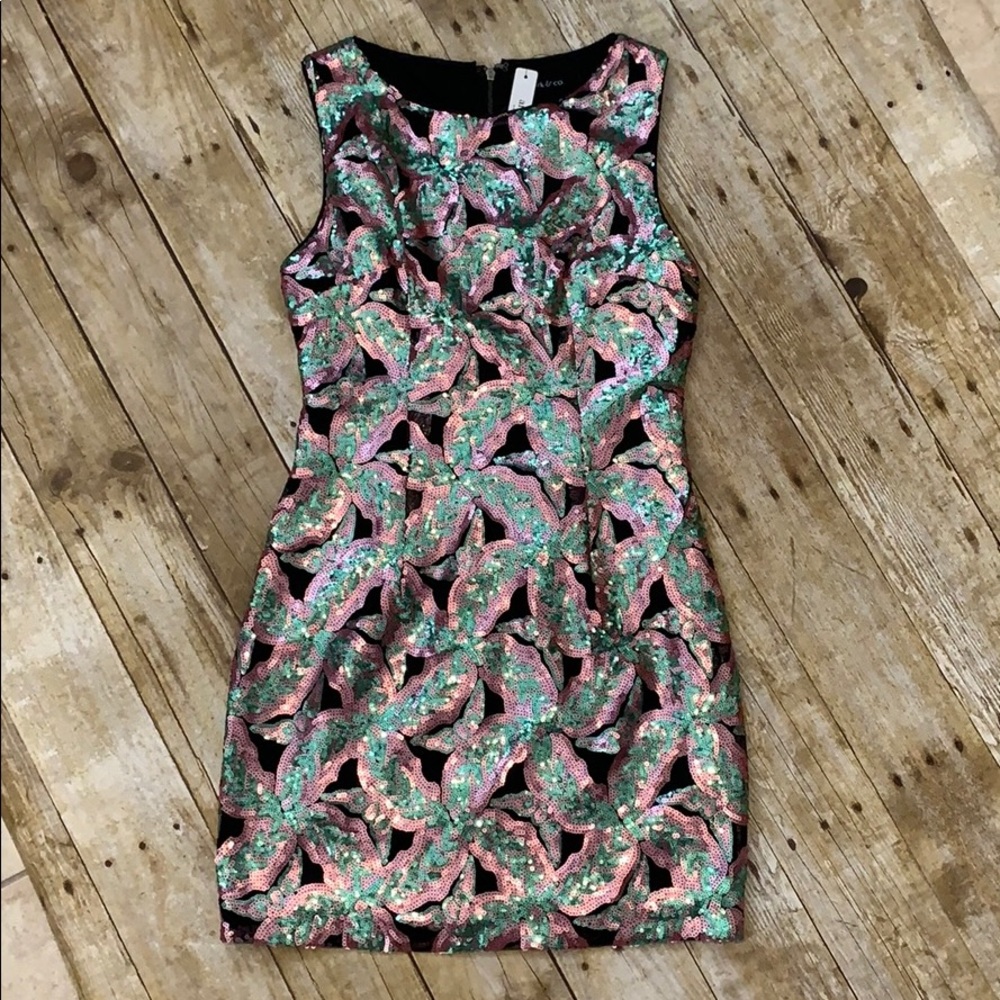 Pink and green glitter dress